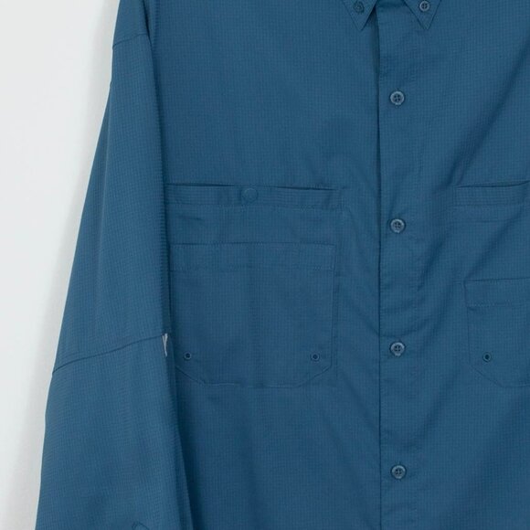 Columbia Mens PFG Omnishade Button Down Shirt Size XXL Blue Long Sleeve Fishing - Picture 4 of 9